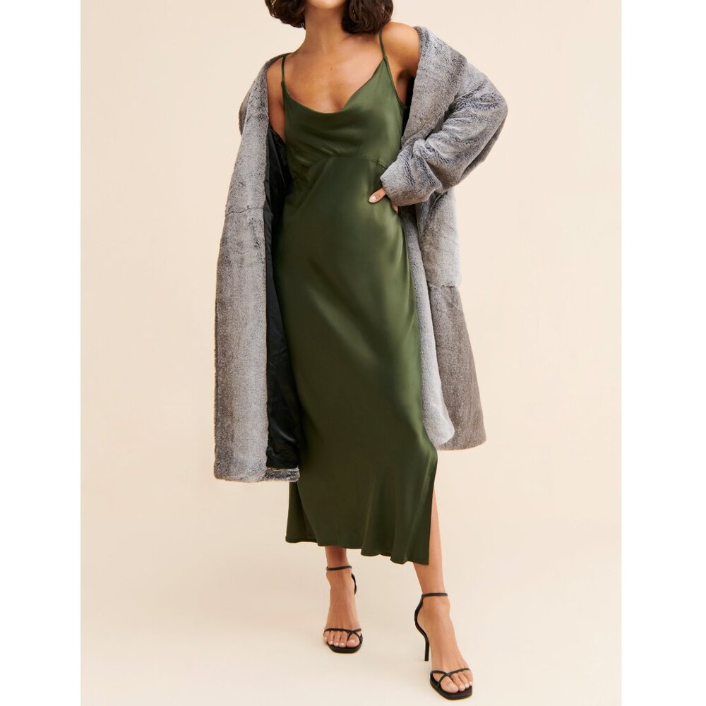 Anthropologie The Elyse Slip Dress Moss Green M